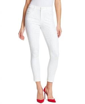 NEW SKINNYGIRL women's fritzo studded front mid rise skinny jeans in white